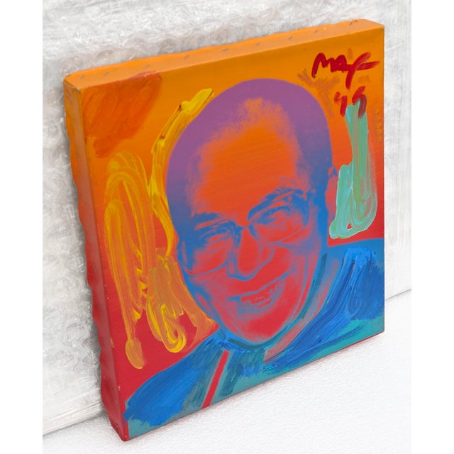 Original acrylic painting on silkscreened canvas. Hand signed and dated upper front by Peter Max. Artwork is stretched....