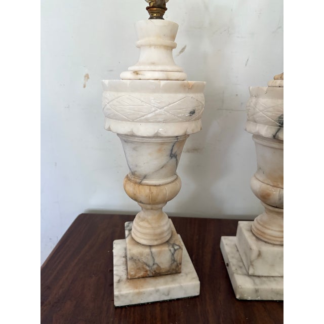 Mid 20th Century Vintage Marble Table Lamps a Pair For Sale - Image 5 of 12