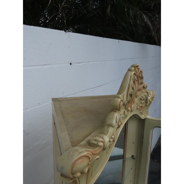 Mid 20th Century French Tall Painted Corner Vitrine Display Curio Cabinet Cupboard 6676 For Sale - Image 5 of 18