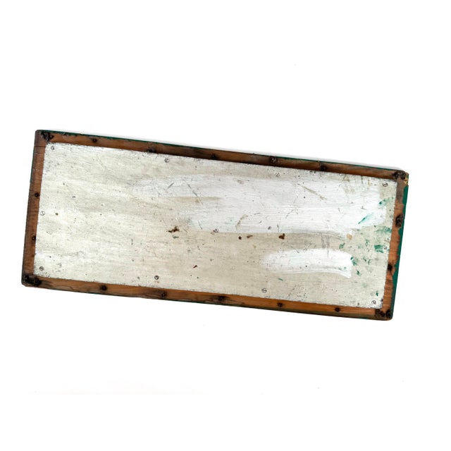 Vintage Large Green Box With Handles Wood Storage Box Basket Cooler or Tackle Box For Sale - Image 9 of 12