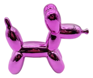 Metallic Fuchsia Ceramic Balloon Dog Figurine