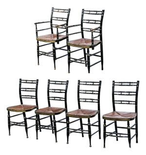 Set of Six 19th Century Faux Bamboo Hitchcock Style Dining Chairs