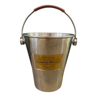 Laurent-Perrier Champagne Bucket, Stainless Steel With Leather Handle For Sale