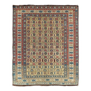 Late 19th Century Antique Kuba Rug With All-Over Geometric Design in Multi-Colors and Yellow For Sale