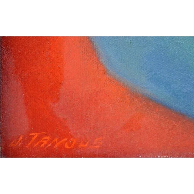 1970s Black Cat & Vase Still Life Painting For Sale - Image 5 of 5