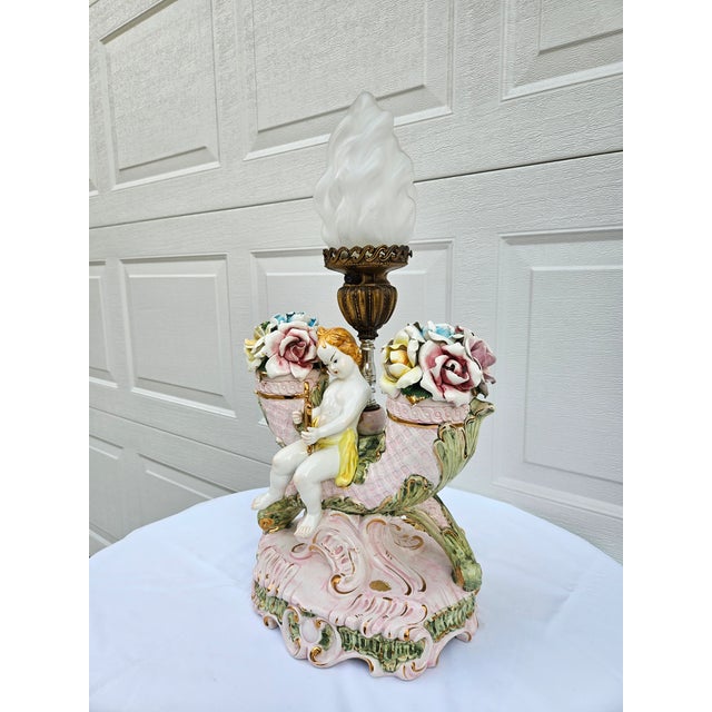 Italian Cherub and Lyre Cornucopia Lamp For Sale - Image 6 of 18