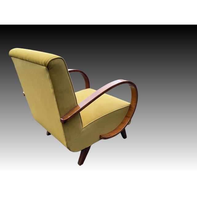 Yellow Art Deco Style Armchair by Jindrich Halabala for Up Závody, 1930s For Sale - Image 8 of 15