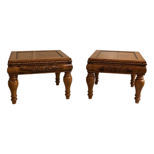 Vintage Solid Wood Traditional End Tables – Pair For Sale