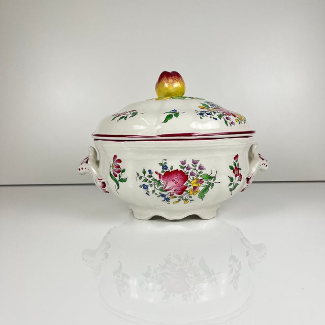 Small Streetlight Model Tureen with Pink Pattern from KG Lunéville, 1980s For Sale - Image 10 of 10