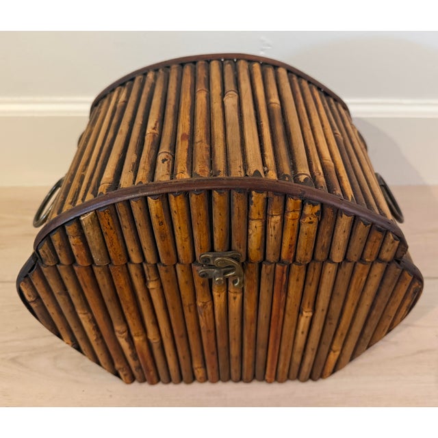 Vintage Split Reed and Brass Ring Box For Sale - Image 9 of 12