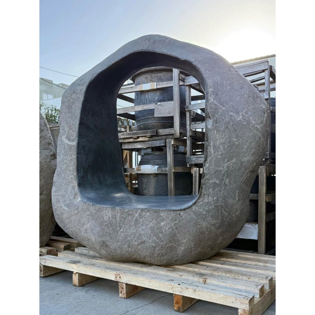 Vintage Giant Stone Boulder Hole Bench For Sale - Image 4 of 6