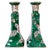 Chinoiserie Vintage Chinese Famille Verte Floral Porcelain Candlesticks - A Pair For Sale - Image 3 of 10