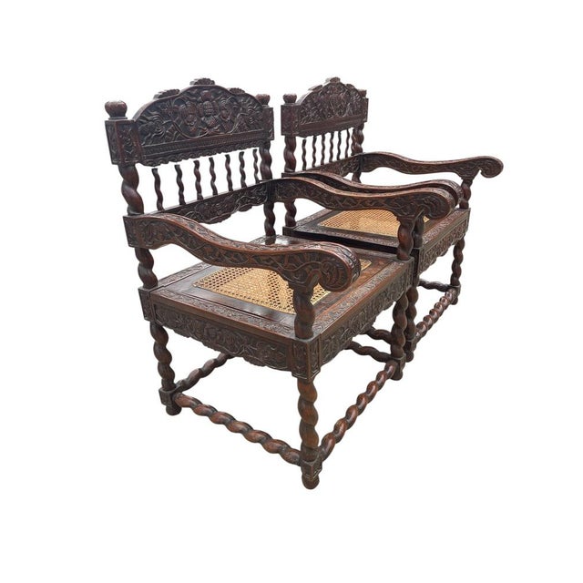 Antique Armchairs in Padouk Wood, Set of 2 For Sale - Image 3 of 5