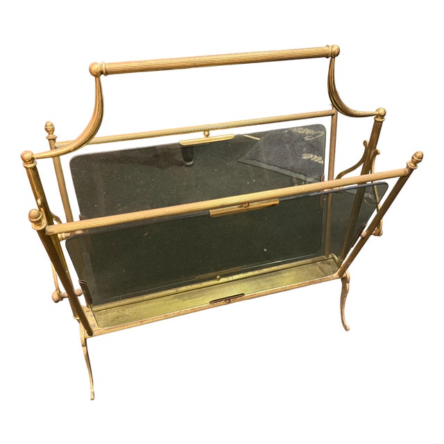 Brass Magazine Rack, 1970s For Sale