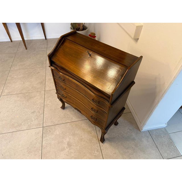 Baroque Secretaire in Burl Wood, 1980s For Sale - Image 9 of 15