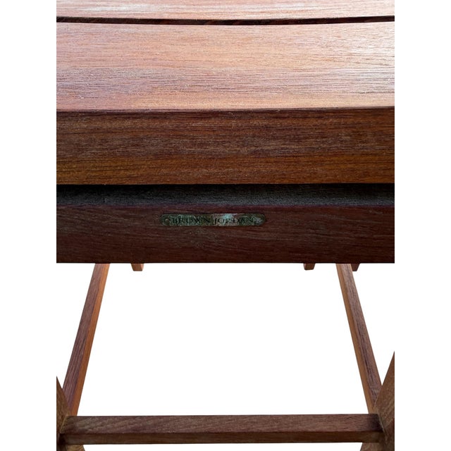 Brown Vintage Brown Jordan Solid Teak Slat-Back Outdoor Barstools - Set of 4 For Sale - Image 8 of 11