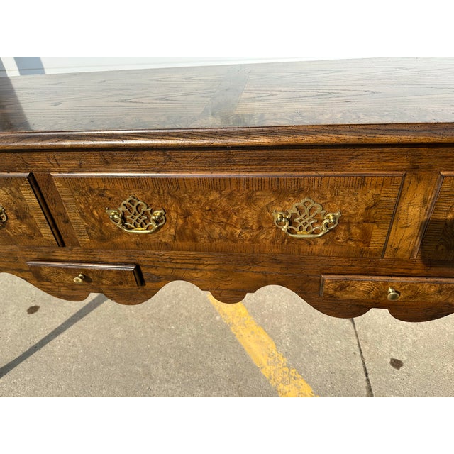 1990s Baker Furniture Queen Anne Style Burlwood Sideboard For Sale - Image 12 of 12