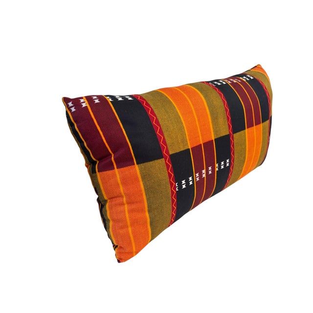 African Kente Cloth Throw Lumbar Pillow 18" W For Sale In New York - Image 6 of 8