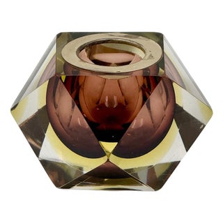 Geometric Sommerso Glass Vase, 1970s For Sale