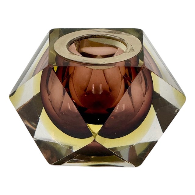 Geometric Sommerso Glass Vase, 1970s For Sale