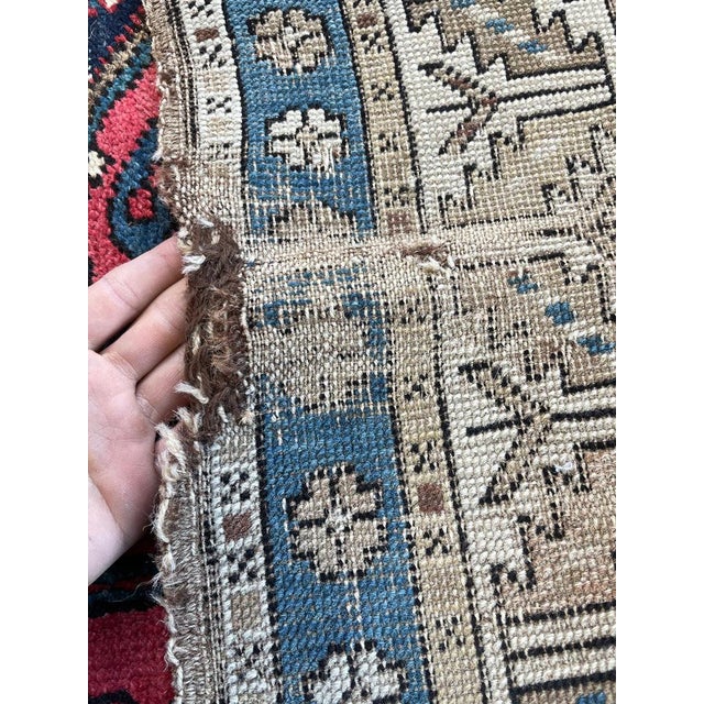 ON HOLD FOR MAGNOLIA NETWORK*** GORGEOUS Antique Caucasian Runner Icy Blue, Soft Beige, Camel, Honey with Blush 3.4 x 8.4 For Sale - Image 18 of 18