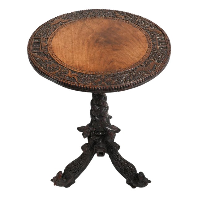Carved Burmese Side Table, 1840 For Sale
