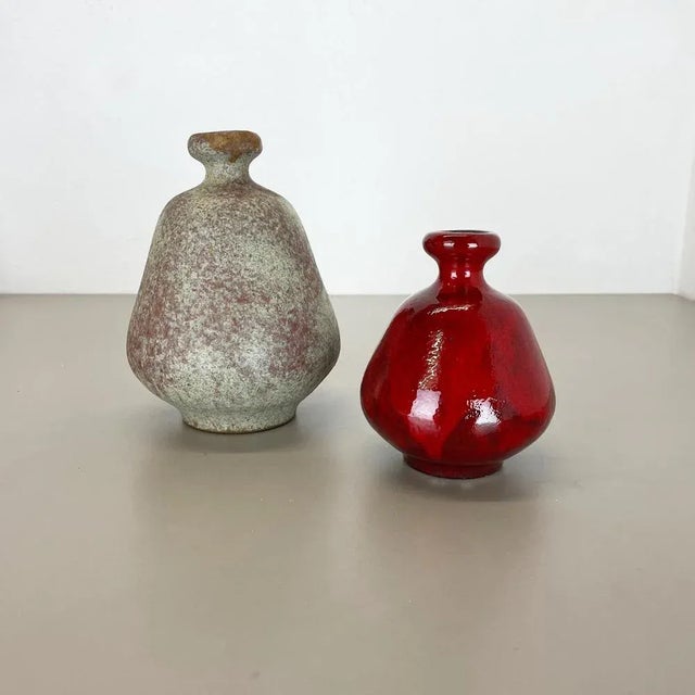 Ceramic fat lava vases set of 2 producer: hartwig heyne, germany. Decade: 1970s set of 2 original vintage studio pottery...