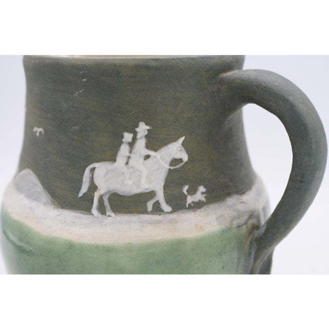 Gray 1948 North Carolina Cameo Decorated Pottery Pitcher by Walter Stephen For Sale - Image 8 of 11