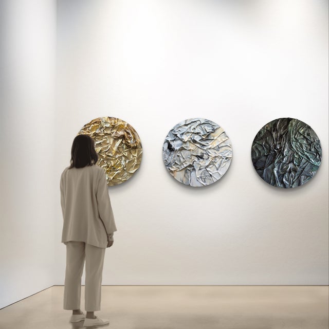 "Suspiro" Round 36" Original Sculptural Abstract Painting by Shelly Floyd For Sale - Image 4 of 10