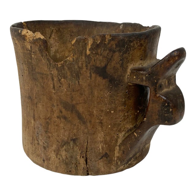 Antique Primitive Hand-Carved Wood Vessel For Sale