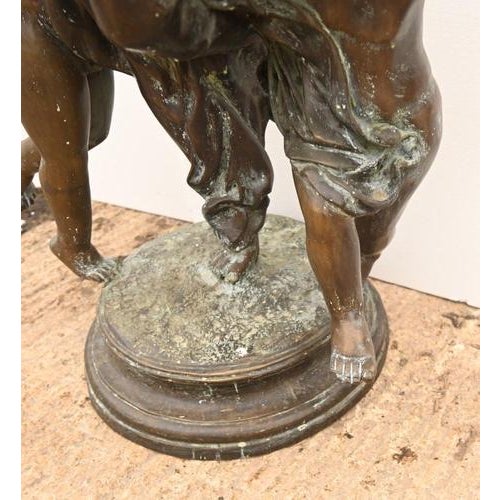 Large Bronze Figural Torchere Lamp with Allegory of Dance after Carrier-Belleuse For Sale - Image 3 of 12