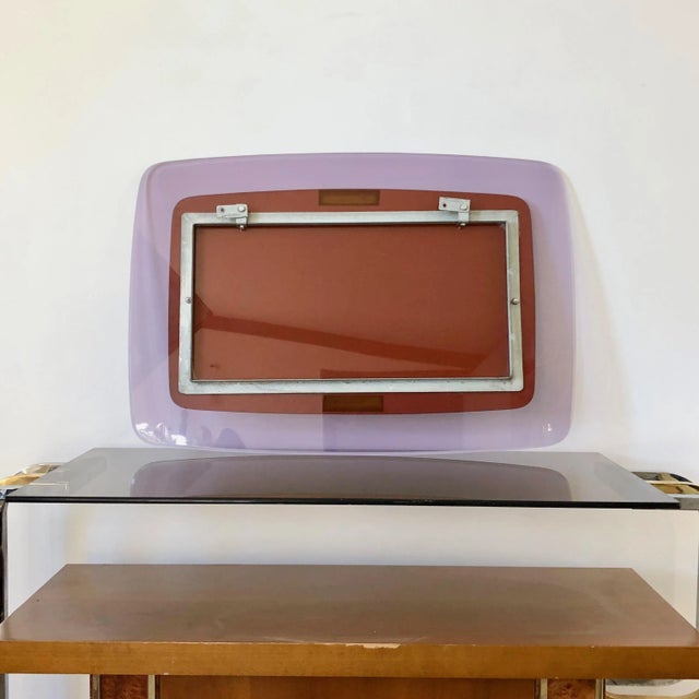 Purple Mid-Century Modern Violet Acrylic Wall Mirror, Italy, 1970s For Sale - Image 8 of 9