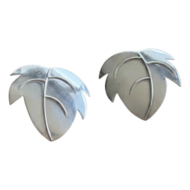 Vintage Aspen Leaf Earrings by J Hayes For Sale