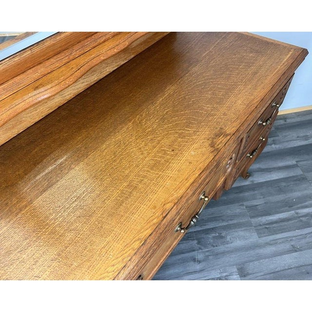 Vintage French Louis Style Oak Dressing Table with Mirror For Sale - Image 5 of 12