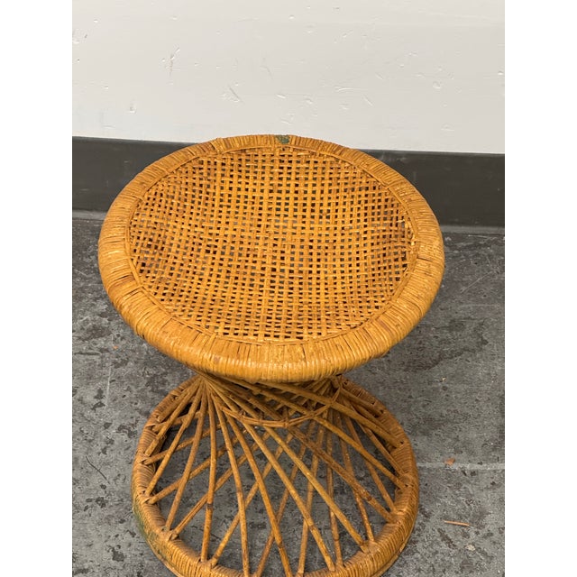 Rattan Hourglass Stool, Vintage For Sale In San Francisco - Image 6 of 12