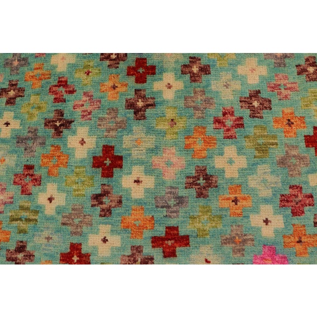 1990s Shabby Chic Balochi Blue/Rust Wool Rug - 3'2''x5'1'' For Sale - Image 5 of 11