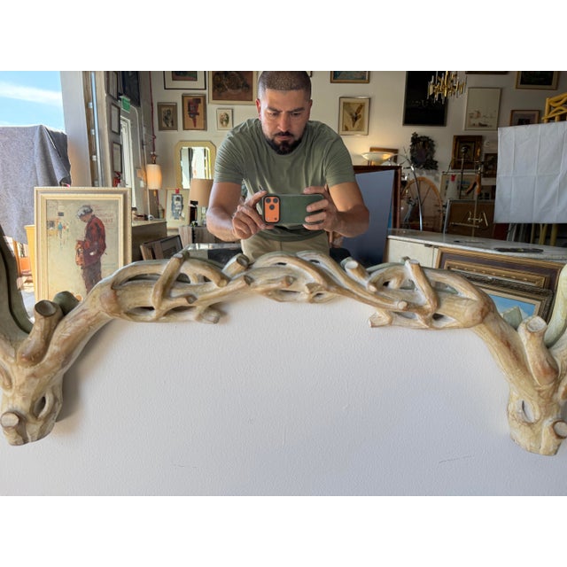 1970’s Italian Coastal Carved Branch - Faux Bois Wood Wall Mirror For Sale In Miami - Image 6 of 12