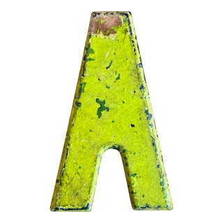 1950s Enameled Metal “A” With Patina For Sale