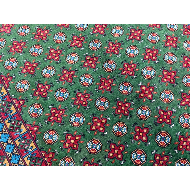 Green Green Turkmen Mori Gul Tribal Wool Area Rug, 6'7" X 10'3" For Sale - Image 8 of 16