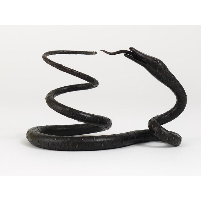 1920s Austrian Snake Sculpture in Hand Forged Iron in the style of Edgar Brandt, 1920s For Sale - Image 5 of 18