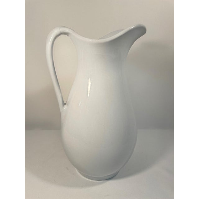 Farmhouse Antique 19th Century English White Ironstone Pitcher For Sale - Image 3 of 17