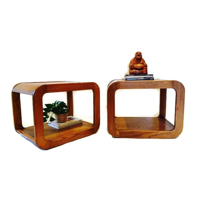 Bent Wood Waterfall Cube Side Tables A Pair Chairish