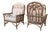 McGuire Pickled Finish Rattan Wing Back Lounge Club Chairs a Pair For Sale