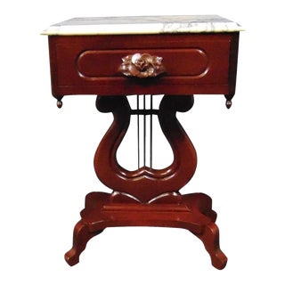 Late 20th Century Vintage Victorian Style Italian Marble Top Side Table For Sale