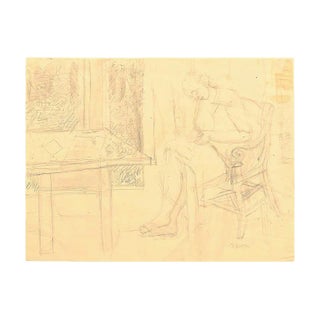 Nude - Original Pencil on Paper by Jeanne Daour - 1941 1941 For Sale