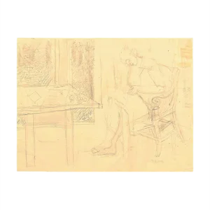 Nude - Original Pencil on Paper by Jeanne Daour - 1941 1941