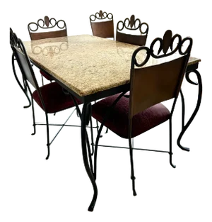 1990s Custom Brutalist-Style Seven-Piece Dining Set by Alexandria Diez - Set of 7
