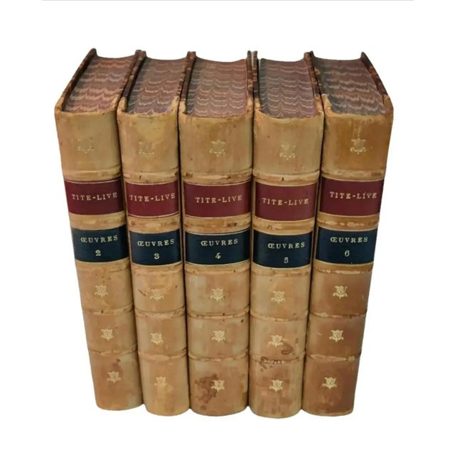 Circa 1818 Antiquarian French Leather Books- Set of 5 For Sale - Image 12 of 12