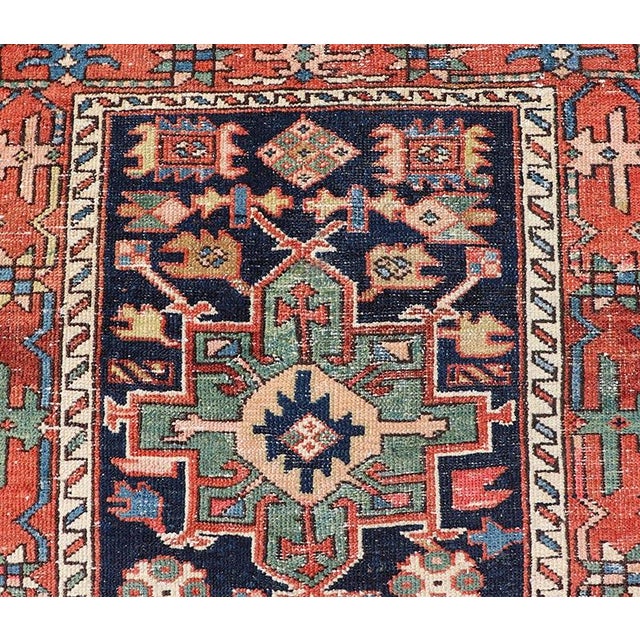 Antique Heriz Serapi Runner With Colorful Highly Stylized Medallion Design For Sale - Image 9 of 13