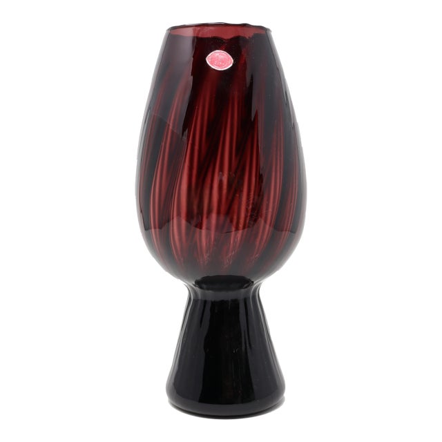 Vintage Empoli Italy Amethyst Glass Vase For Sale